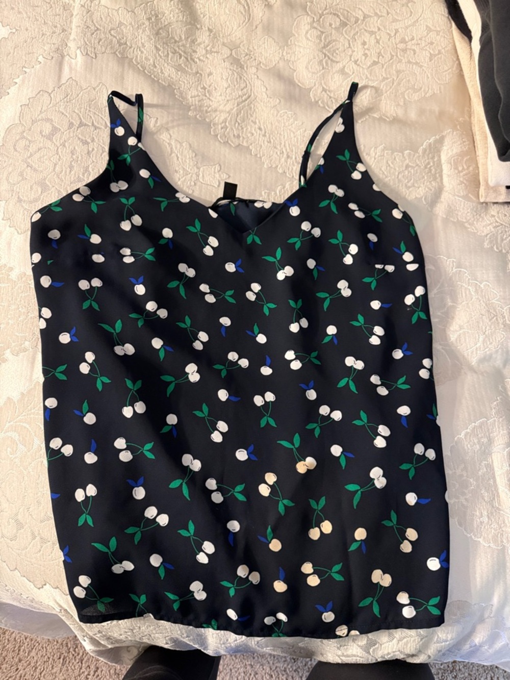 Banana Republic Black Floral Print Silk Camisole